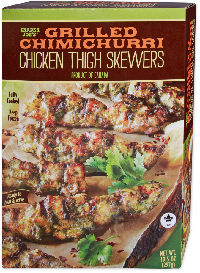 Grilled chimichurri chicken thigh skewers