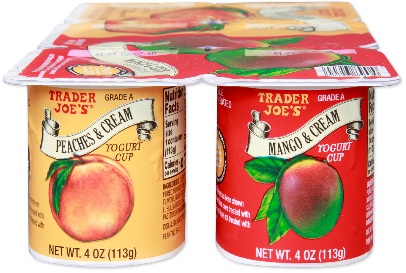 Peaches & Cream, Mango & Cream Yogurt Cups