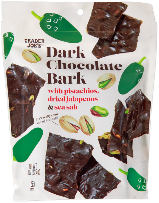 Dark Chocolate Bark with Pistachios, Dried Jalapeños & Sea Salt